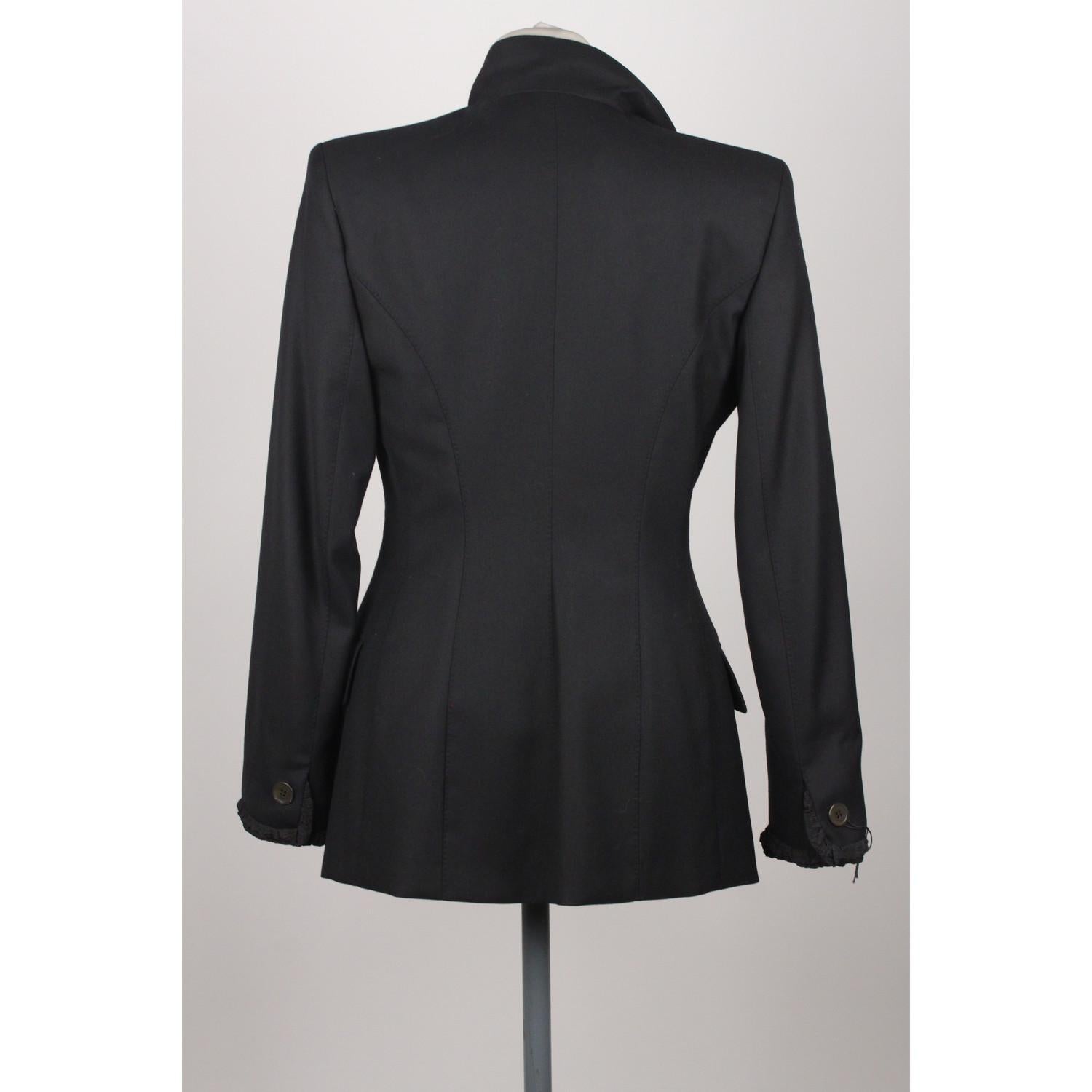 Yves Saint Laurent Black Wool Pant Suit with Ruffles Size 36 5