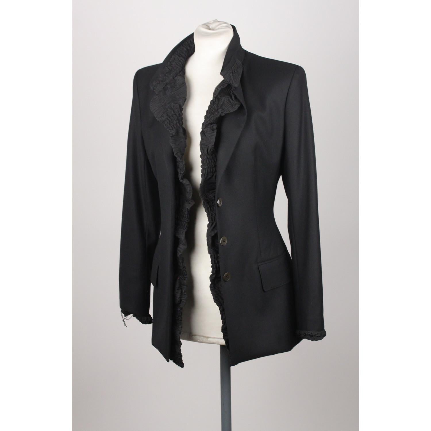 Yves Saint Laurent Black Wool Pant Suit with Ruffles Size 36 6