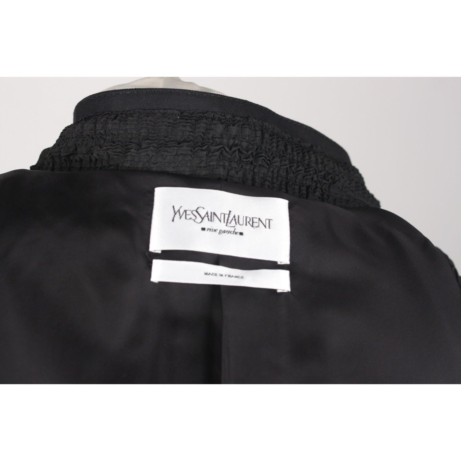 Yves Saint Laurent Black Wool Pant Suit with Ruffles Size 36 8