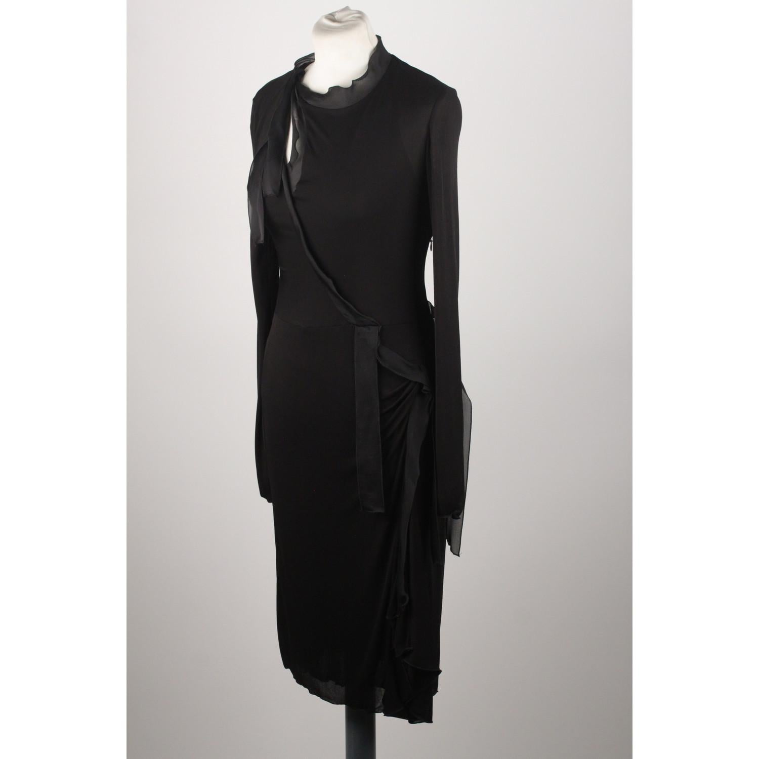Yves Saint Laurent Rive Gauche Black Long Sleeve Dress Size S 3
