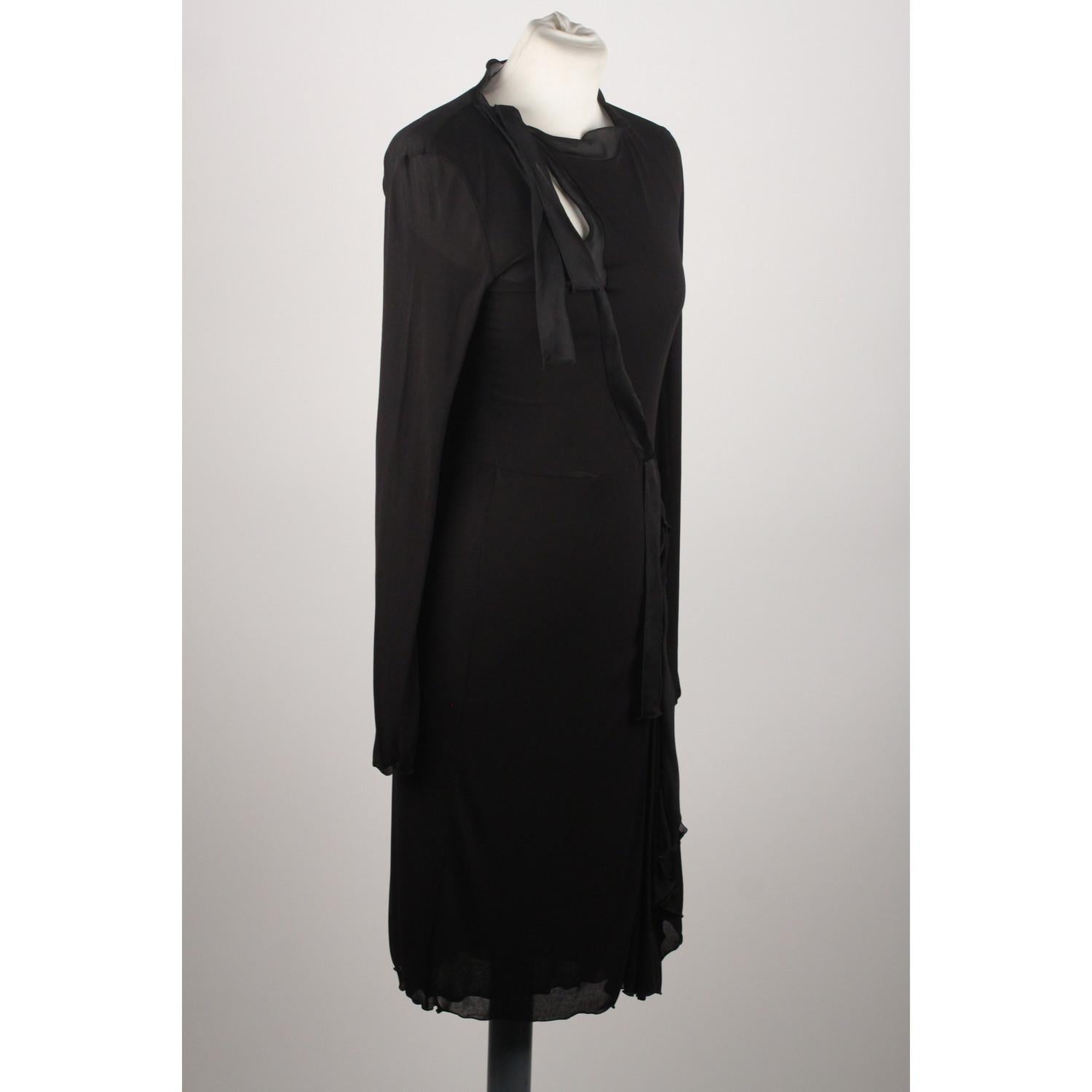 Women's Yves Saint Laurent Rive Gauche Black Long Sleeve Dress Size S