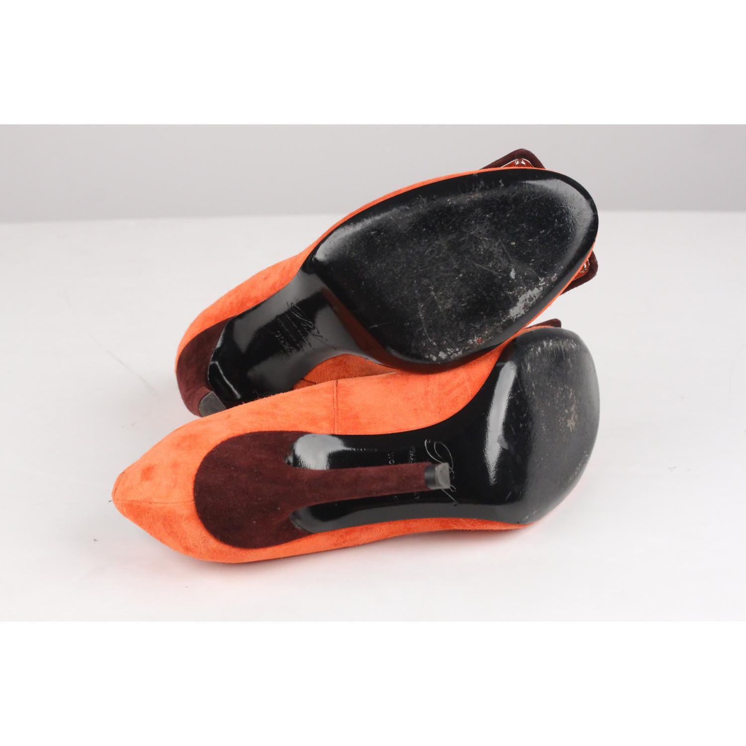 Roger Vivier Orange Color Block Suede Belle Pumps Heels Size 35.5 3