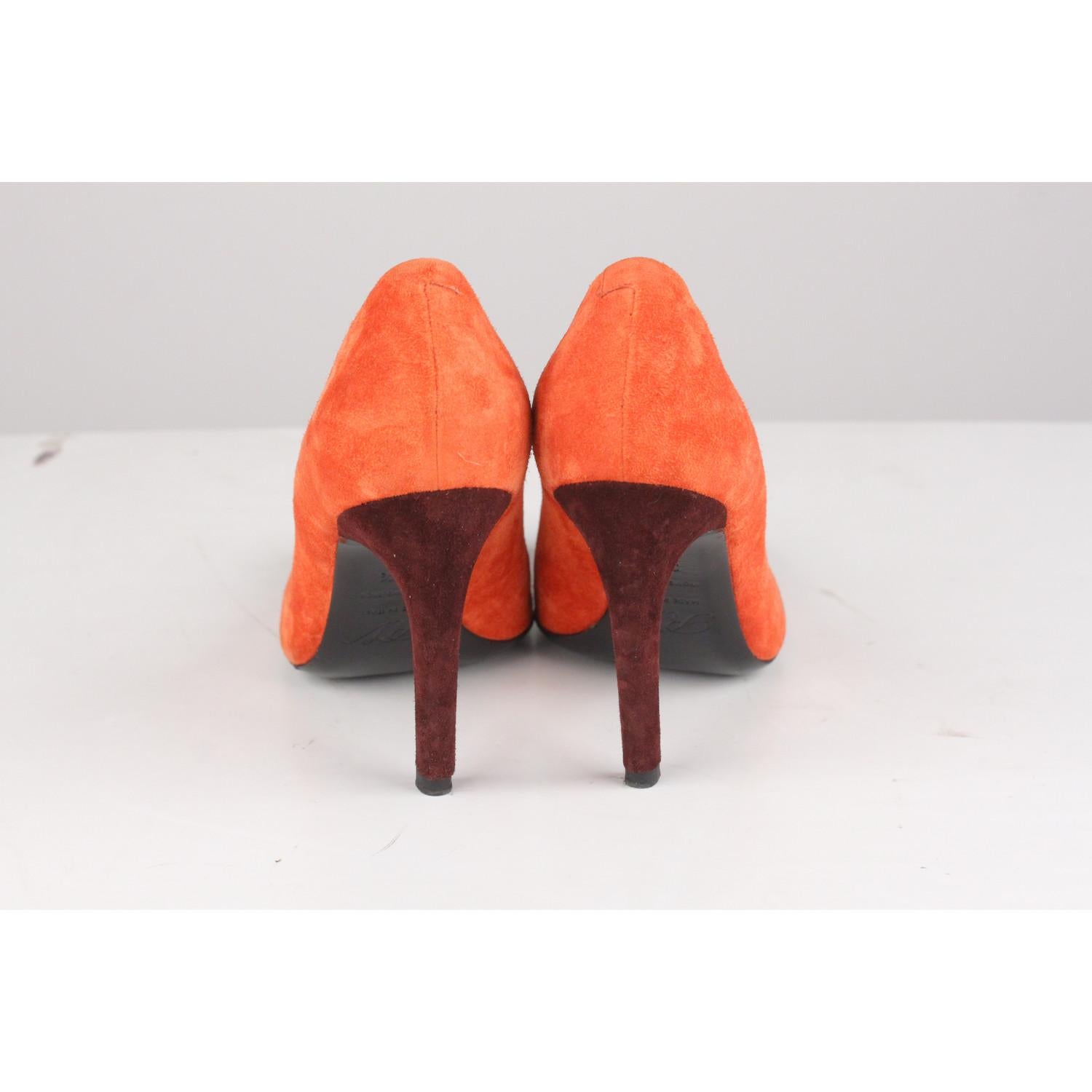 Roger Vivier Orange Color Block Suede Belle Pumps Heels Size 35.5 2