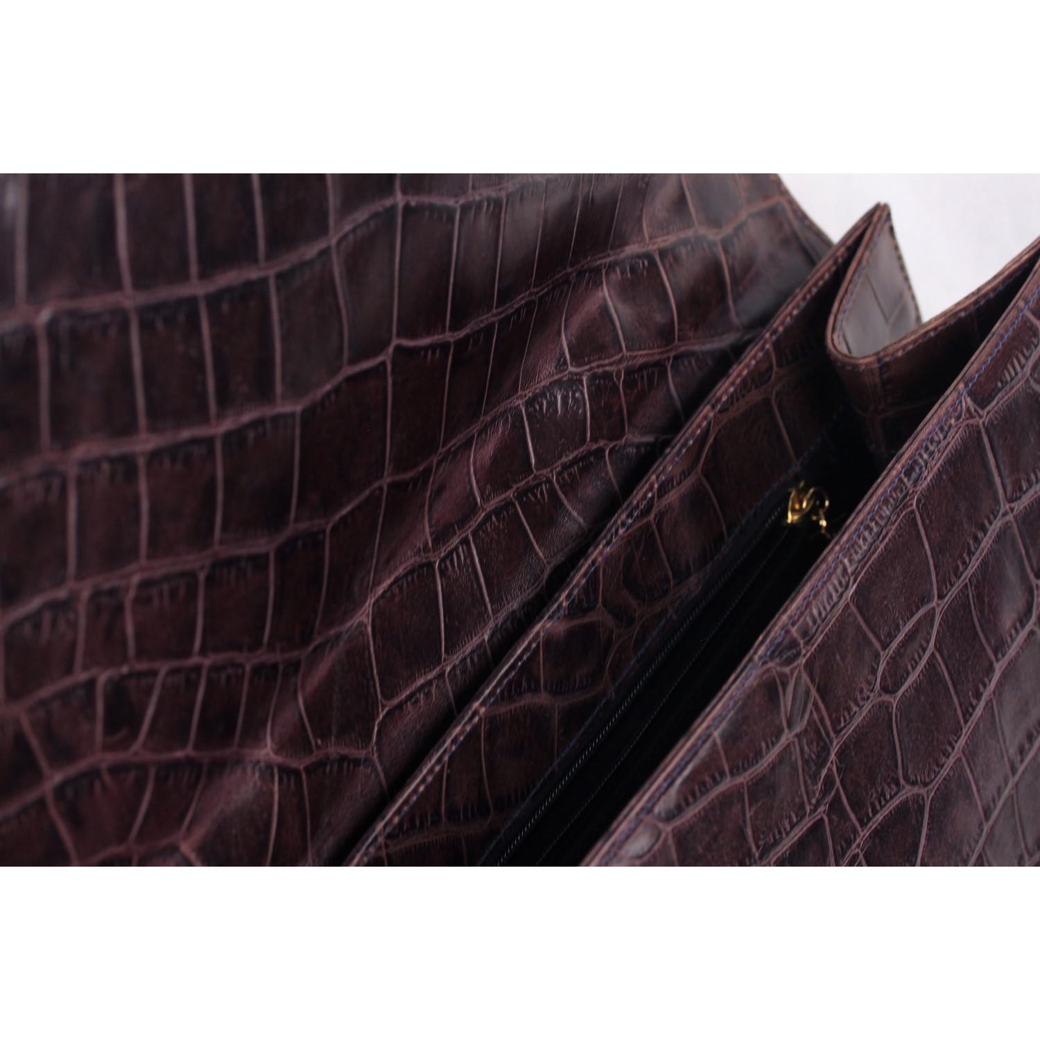 Roy La Vintage Brown Embossed Leather Large Satchel Shoulder Bag 4