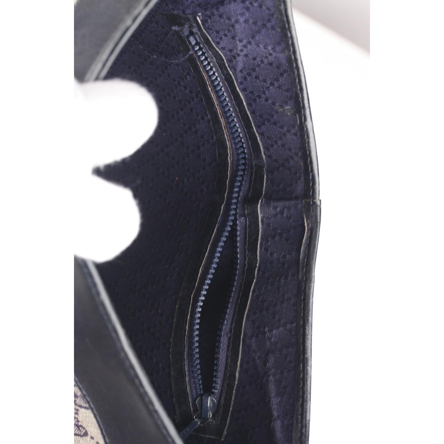 Gucci Vintage Blue Monogram Canvas Shoulder Bag with Stripes 6
