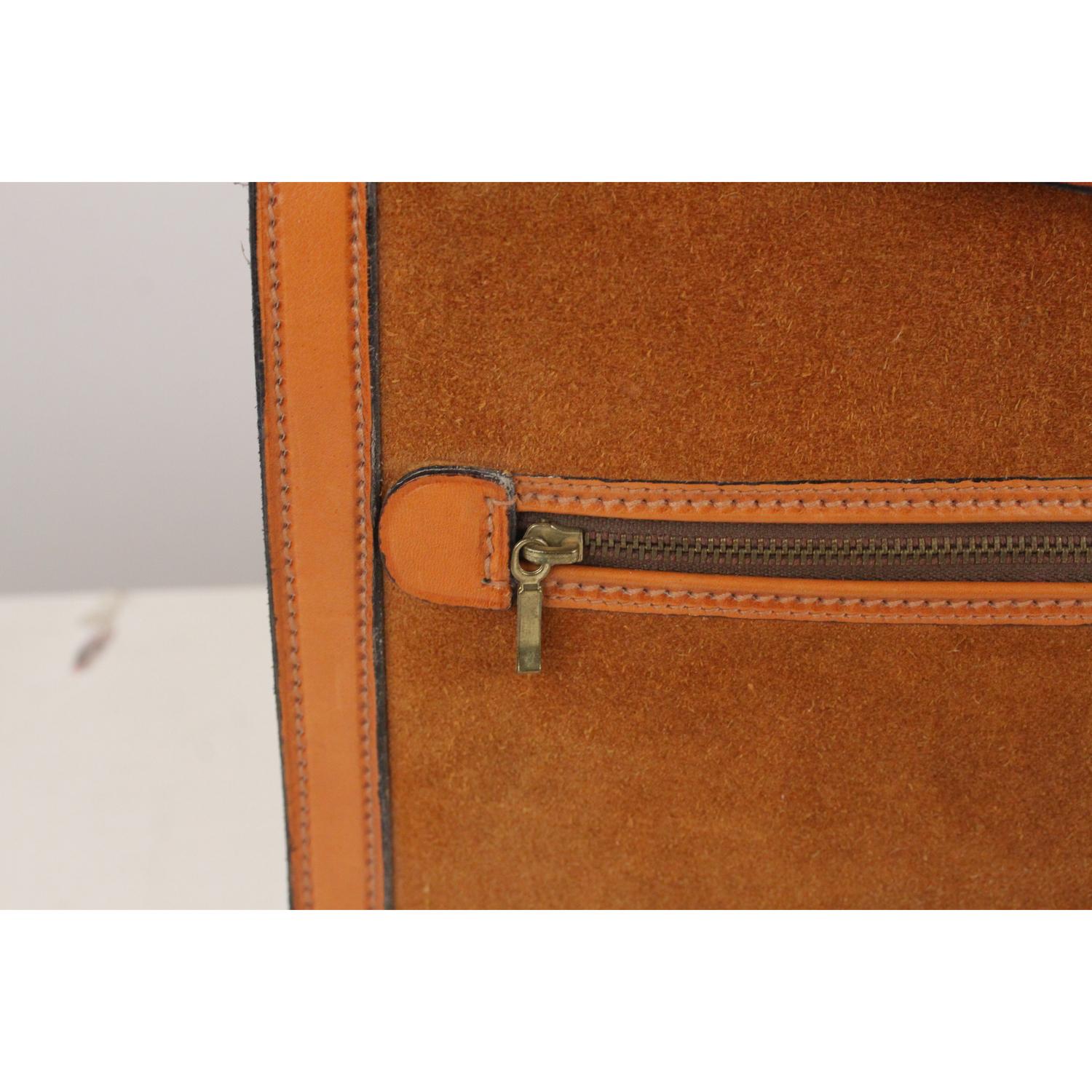 Brown Gucci Vintage Tan Suede and Leather Portfolio Document Holder