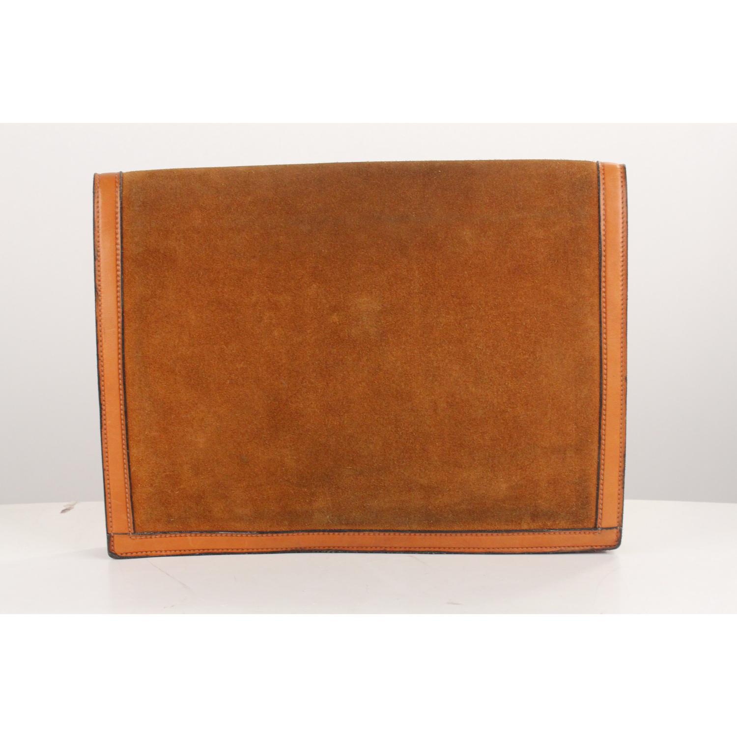 Women's Gucci Vintage Tan Suede and Leather Portfolio Document Holder
