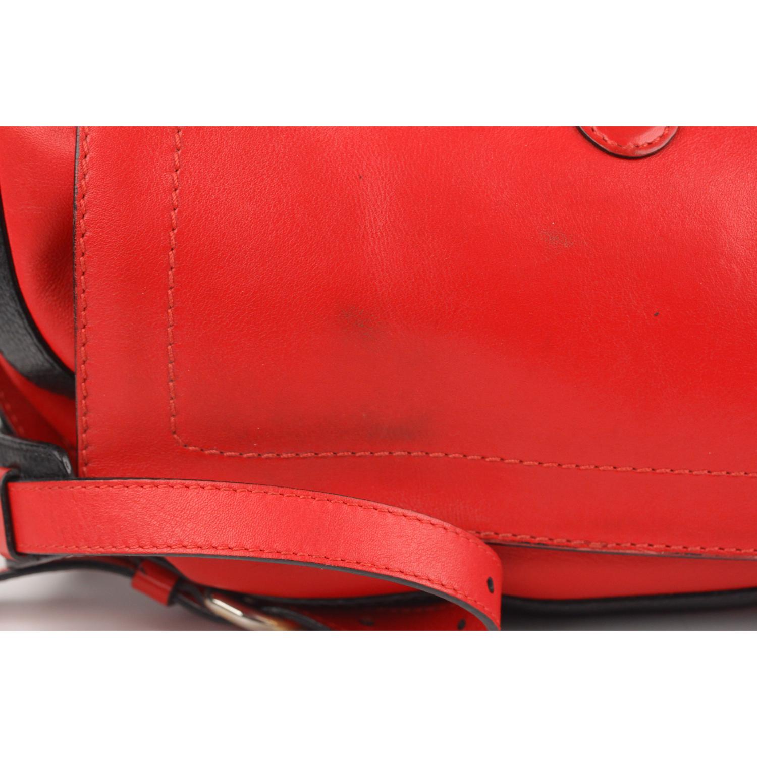 Moschino Bicolor Red Black Leather Shoulder Bag For Sale at 1stDibs