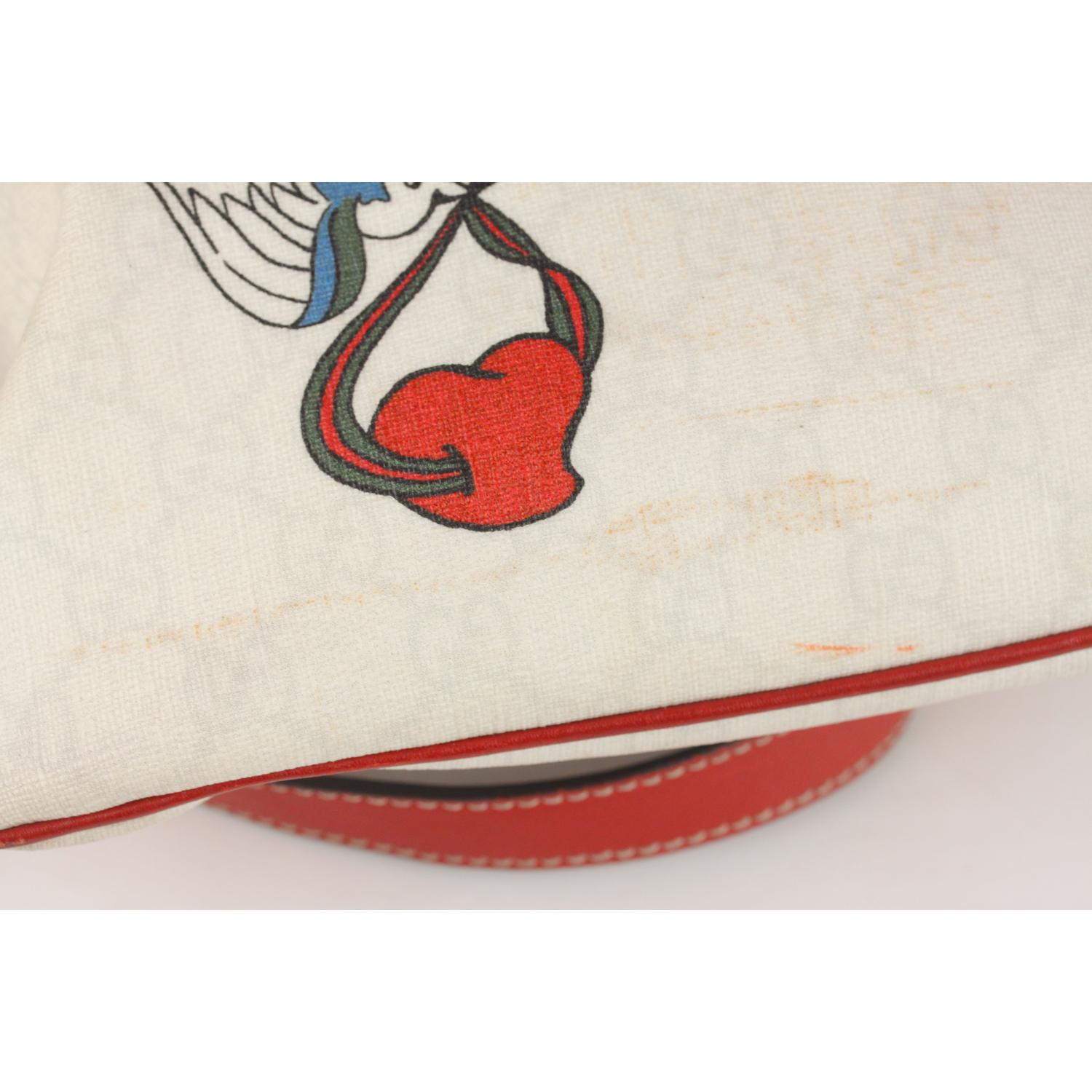 Gucci White Monogram Canvas Heart Bird Tattoo Messenger Bag 2