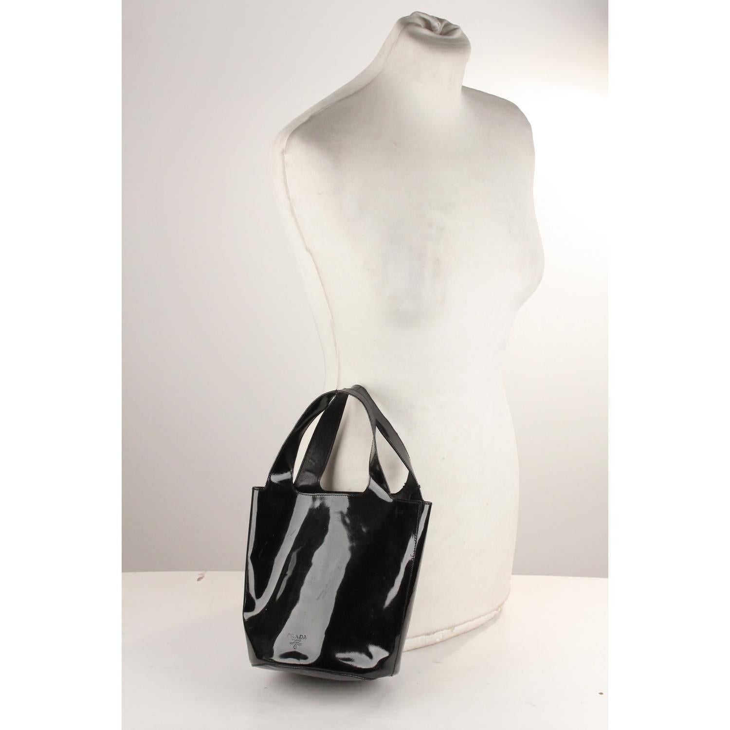Women's Prada Black Patent Leather Bucket Bag Tote Handbag