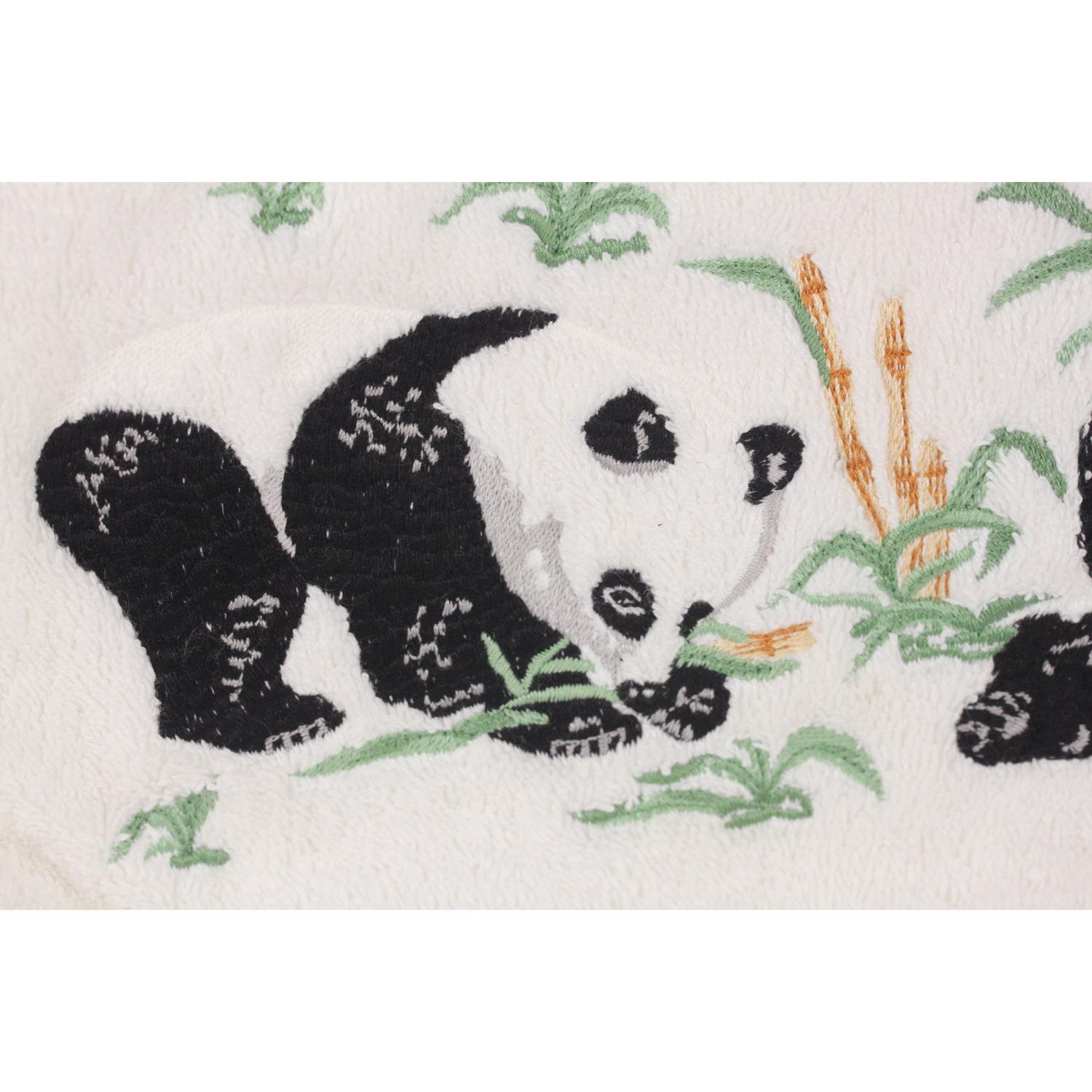 Gray Hermes Paris White Terry Cloth Cotton Cosmetic Bag with Panda