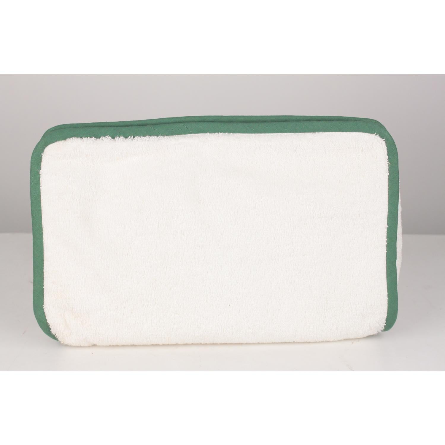 Women's Hermes Paris White Terry Cloth Cotton Cosmetic Bag with Panda