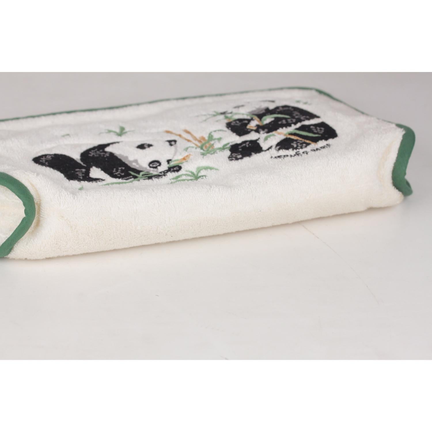 Hermes Paris White Terry Cloth Cotton Cosmetic Bag with Panda 1