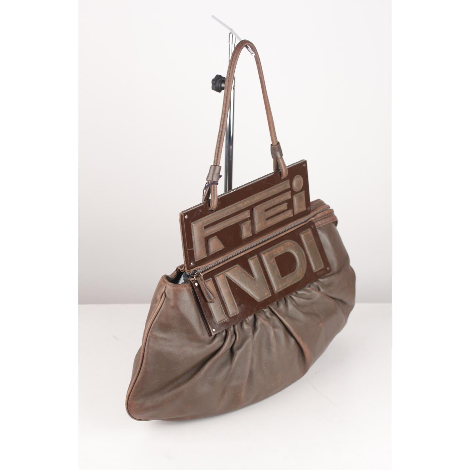 Fendi Brown Leather Convertible To You Clutch Bag Tote 1