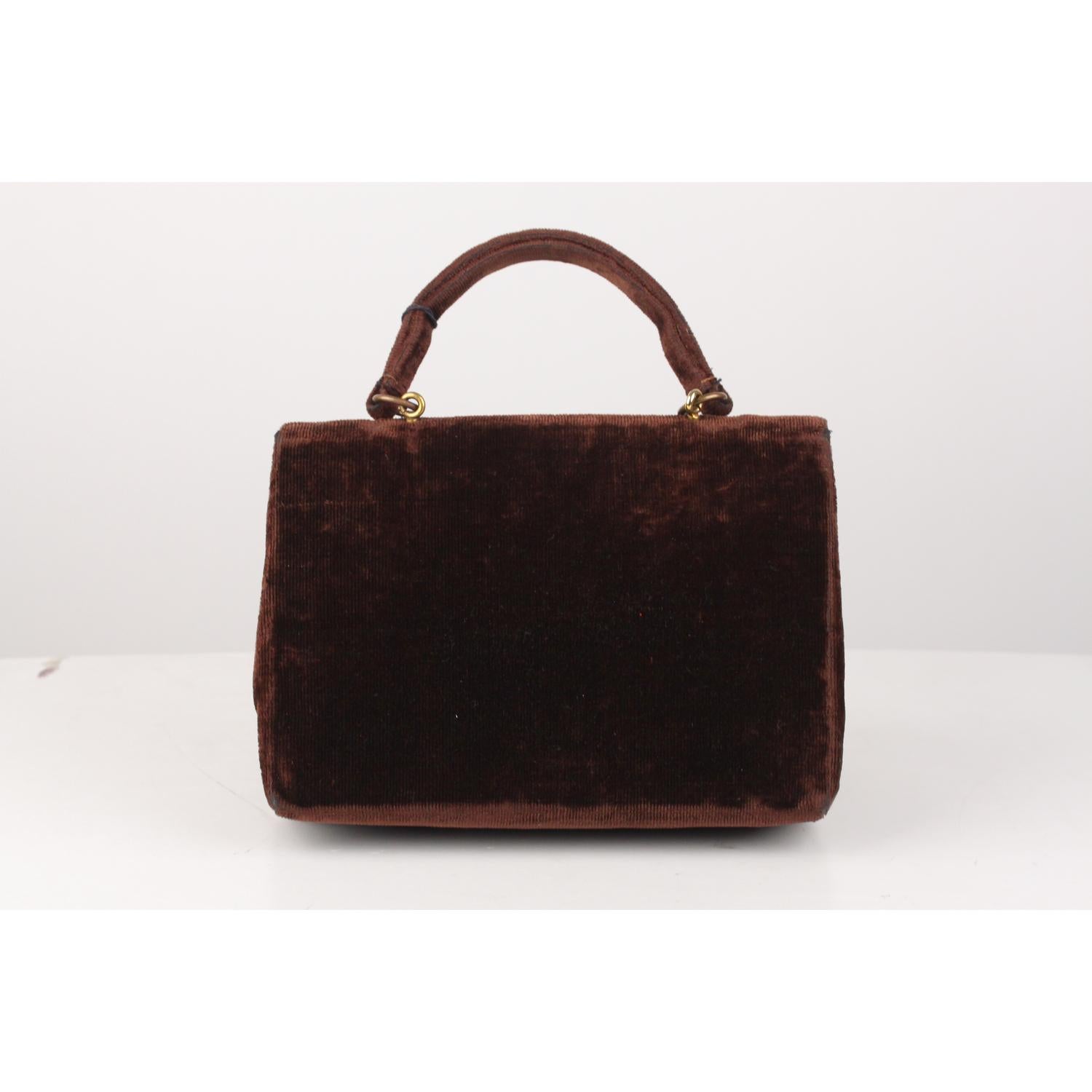 Black Roberta Di Camerino Vintage Brown Beige Velvet Handbag with Coin Purse