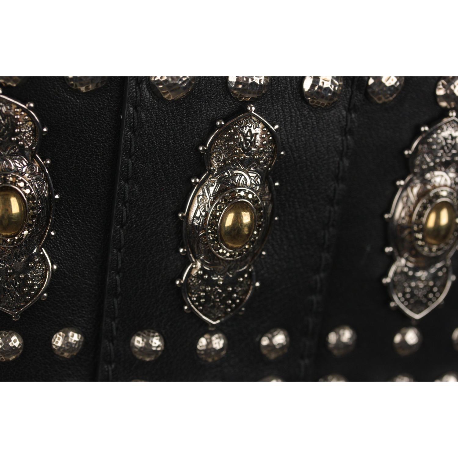 Alexander McQueen Black Leather Studded Bra Bustier Top In Excellent Condition In Rome, Rome