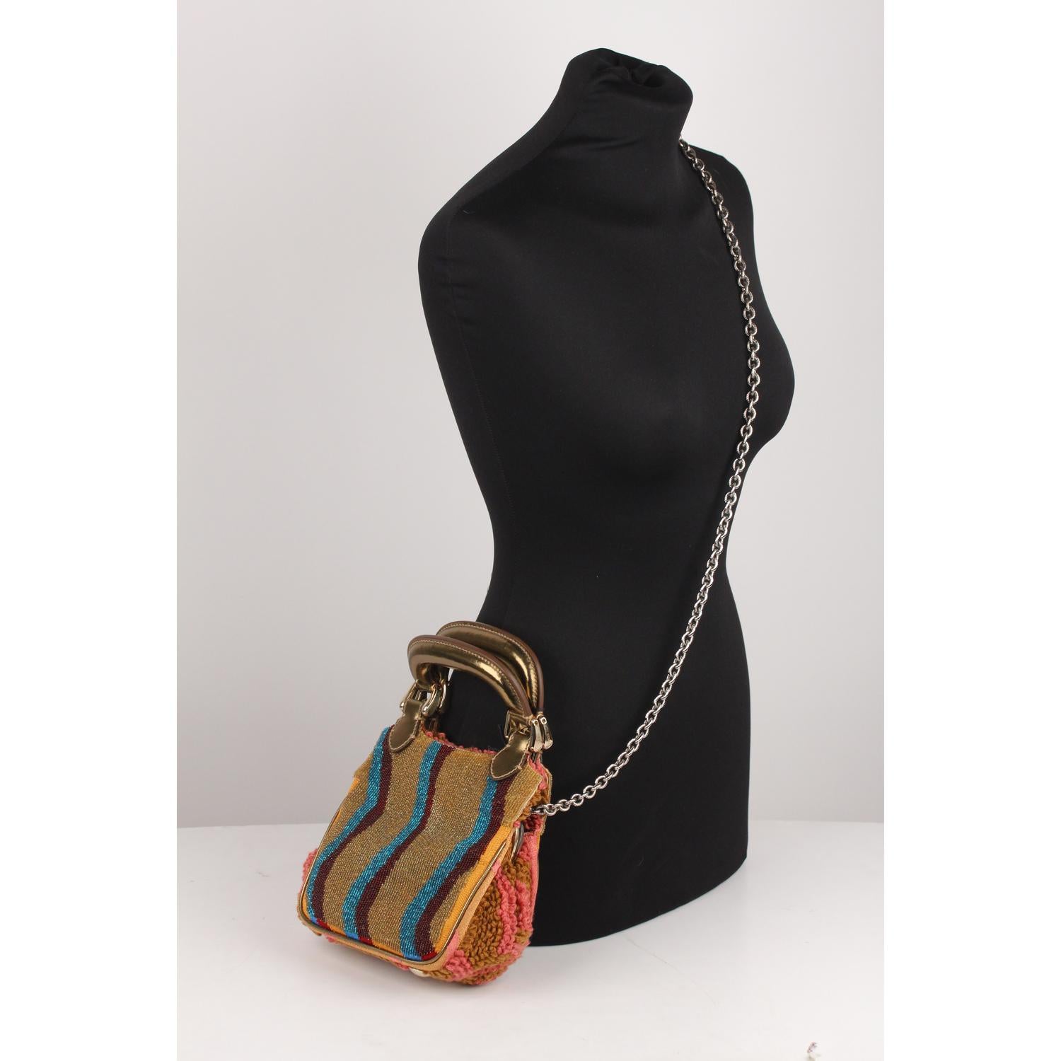 Fendi Multicolor Beaded Small Biancaneve Bag with Chain Strap 1