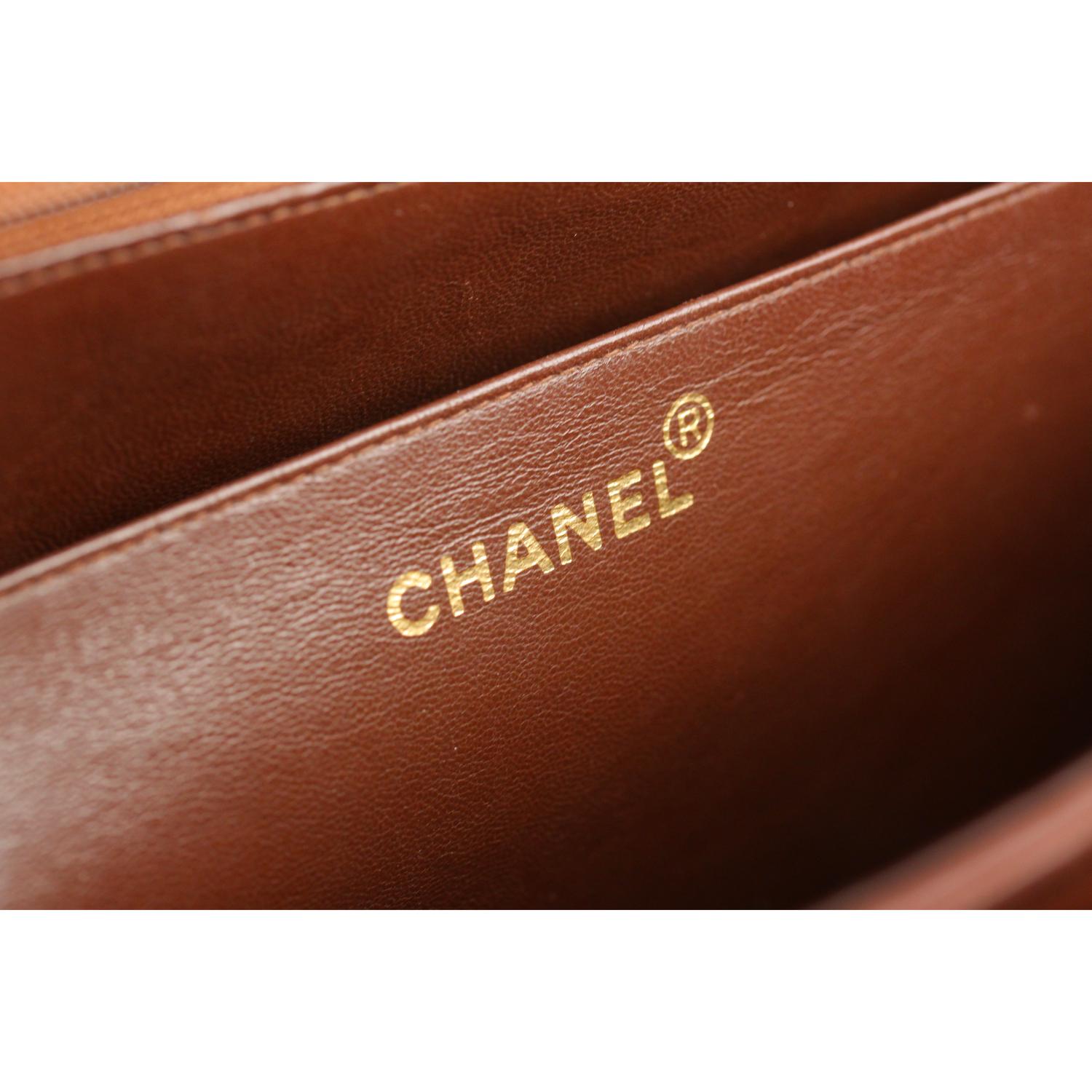 Chanel Vintage Brown Quilted Leather Jumbo Shoulder Bag with CC Logo 7