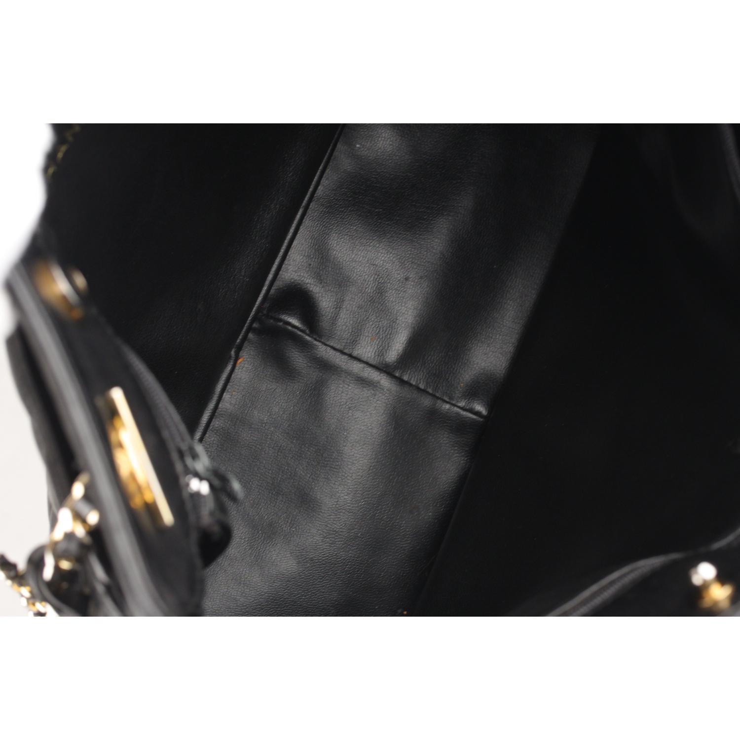 Chanel Vintage Black Quilted Leather Shoulder Bag Tote 4
