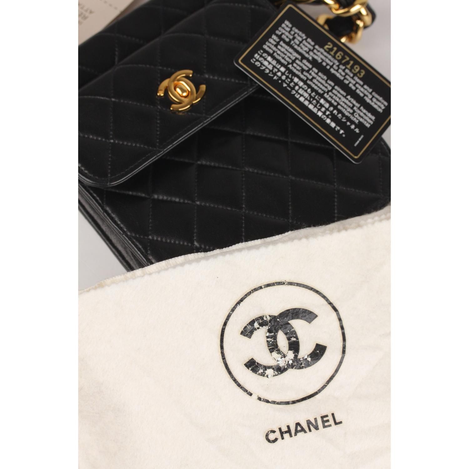 Chanel Vintage Rare 1992 Black Quilted Waist Bag with Chunky Chain 6
