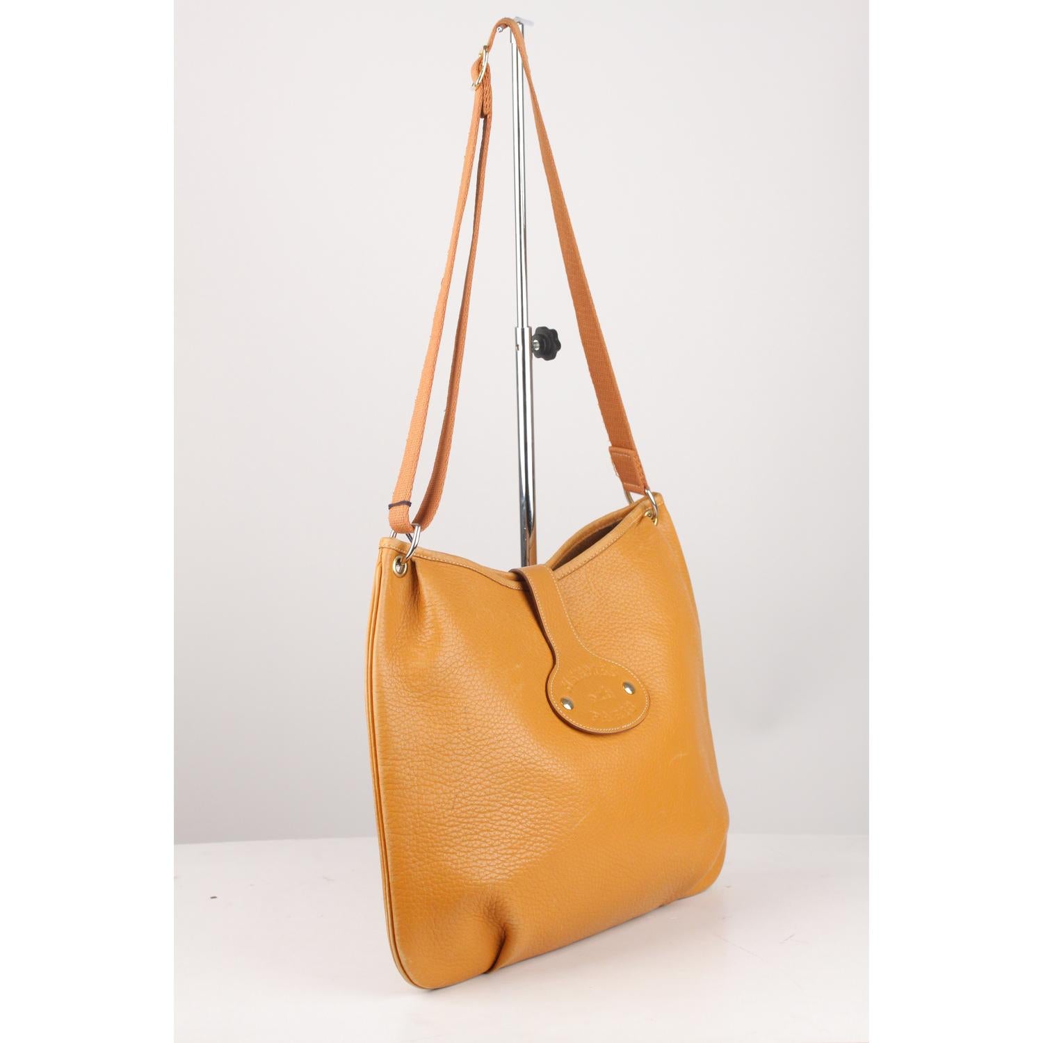 Orange Hermes Vintage Tan Leather Rodeo Crossbody Bag