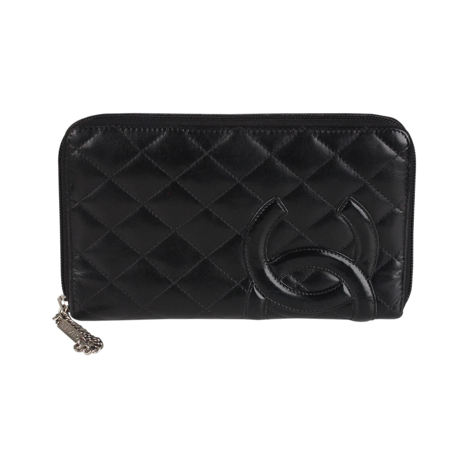 Chanel Black Quilted Leather Cambon Zip Around Organizer Wallet For Sale at  1stDibs