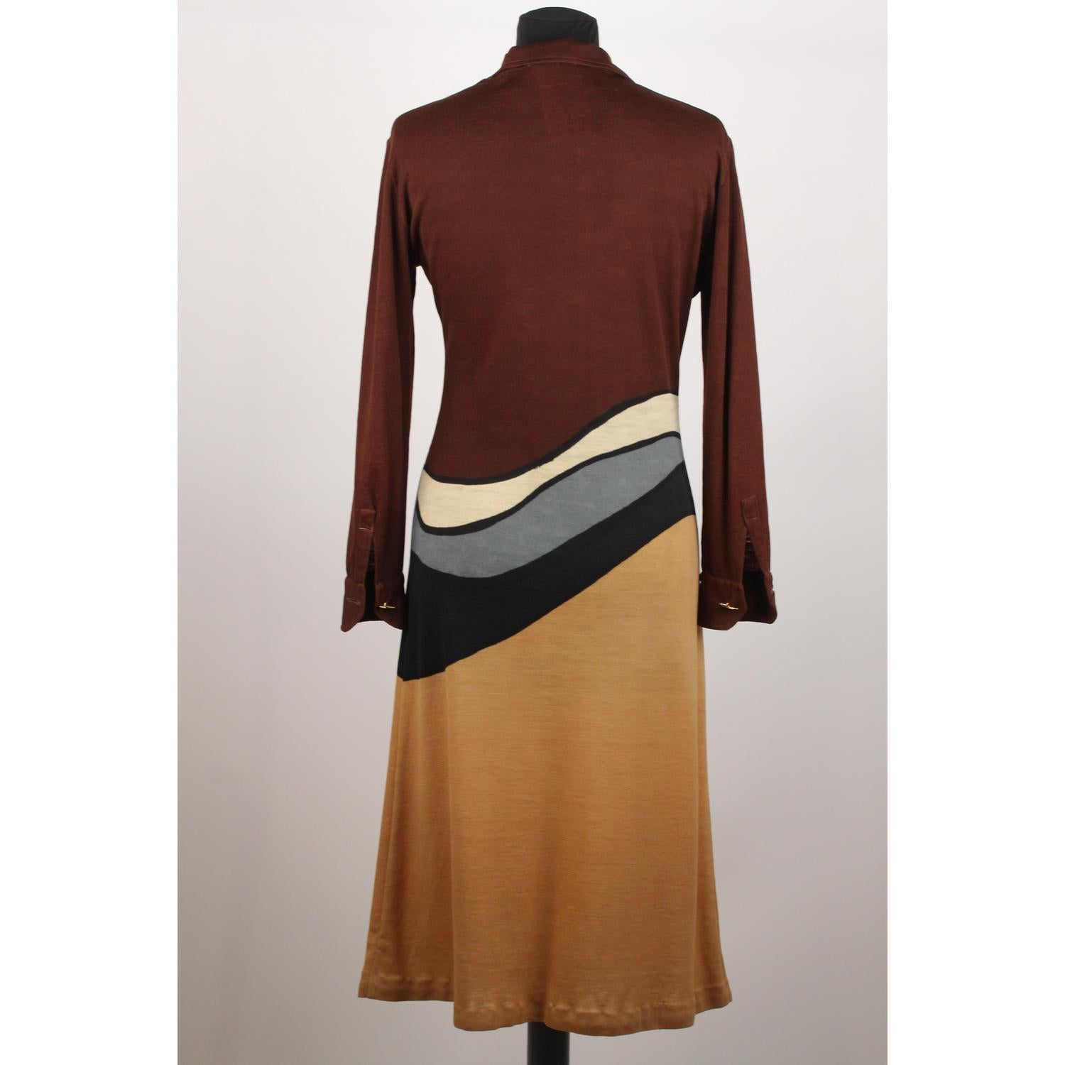 Roberta Di Camerino Vintage Brown Long Sleeve Dress Size 46 1