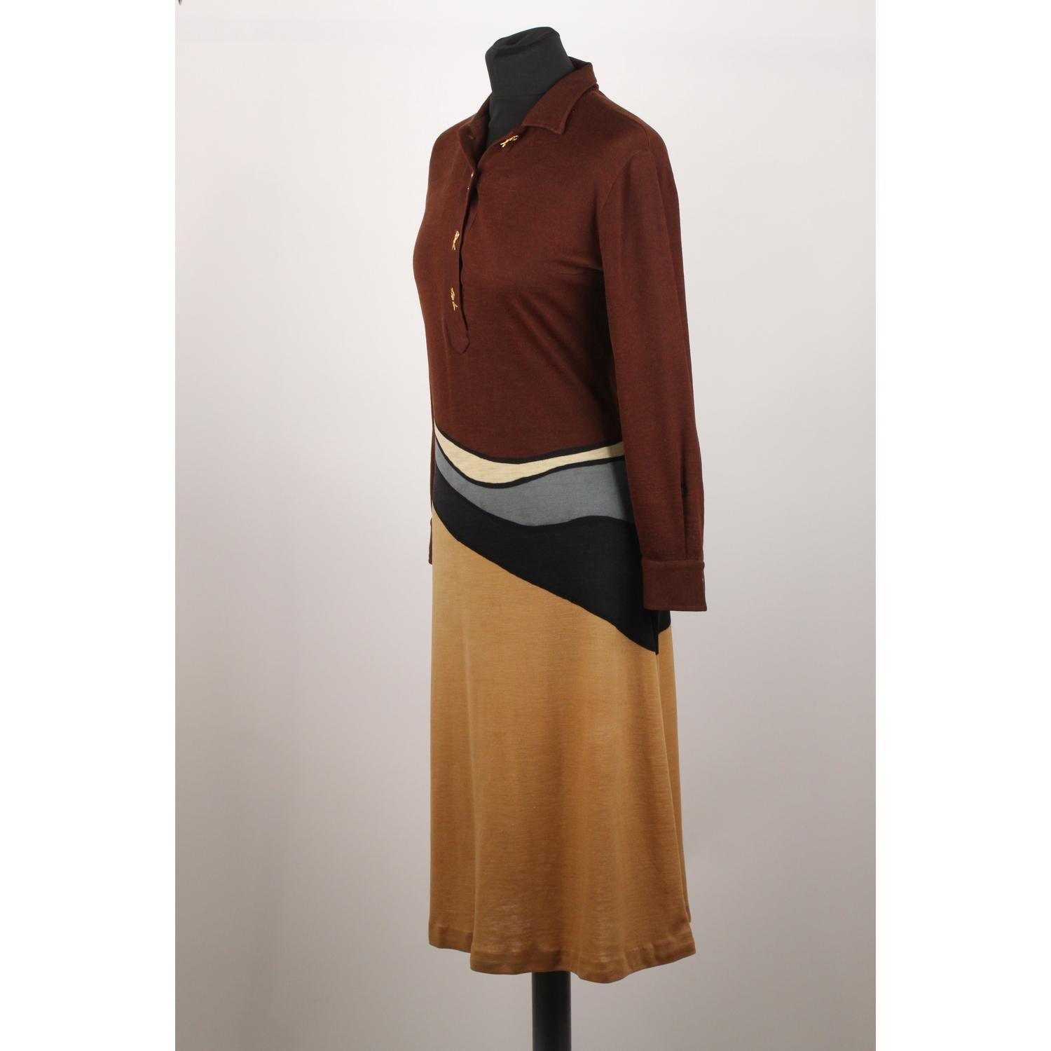 Roberta Di Camerino Vintage Brown Long Sleeve Dress Size 46 3