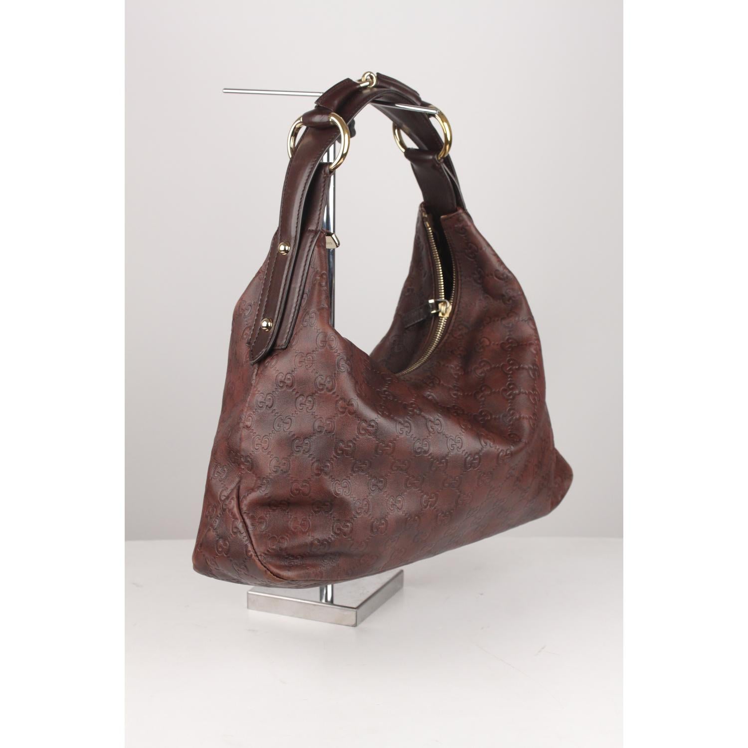 Gucci Brown Guccissima Leather Horsebit Hobo Shoulder Bag In Excellent Condition In Rome, Rome
