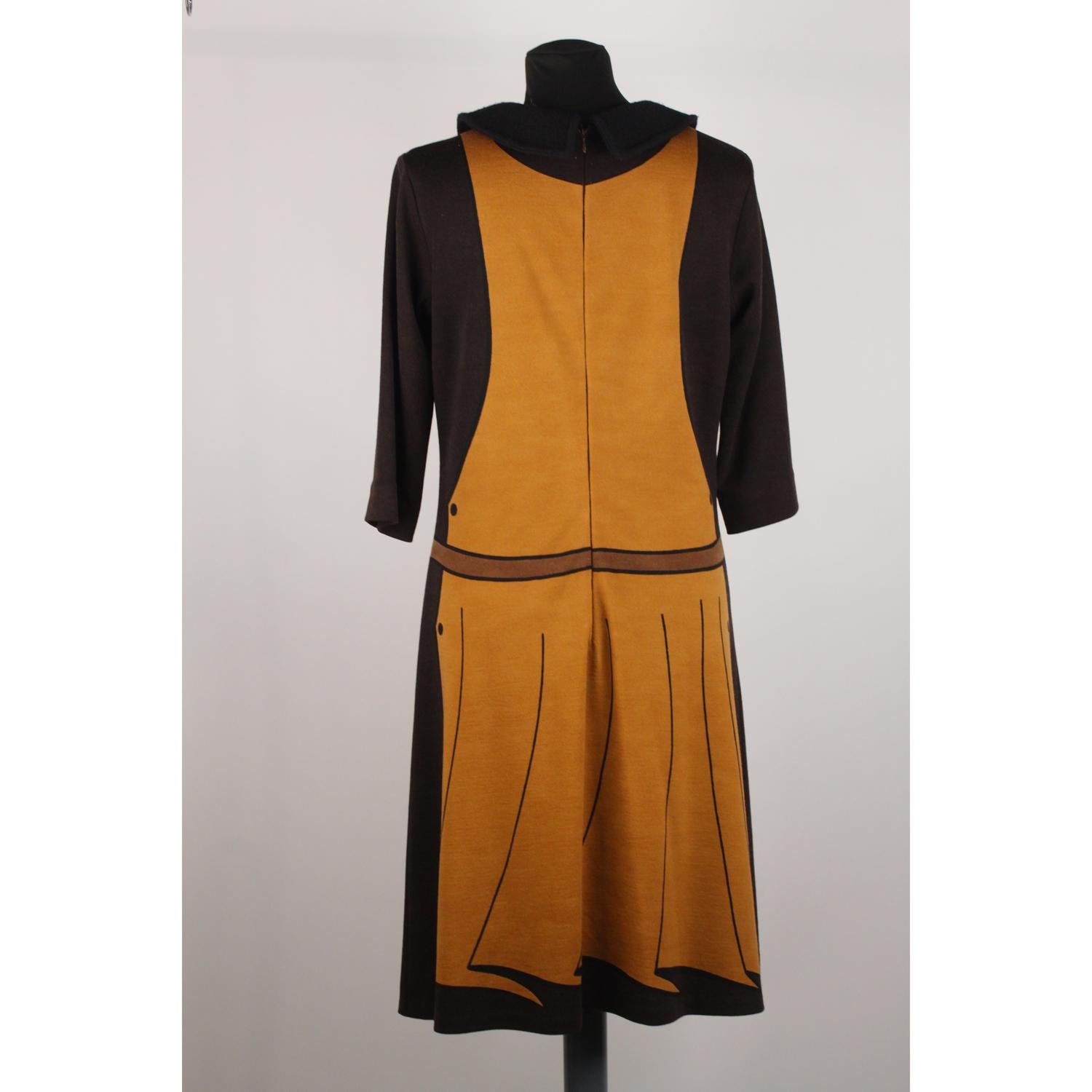 Roberta Di Camerino Vintage Trompe l'Oeil 3/4 Sleeve Dress Size 48 1