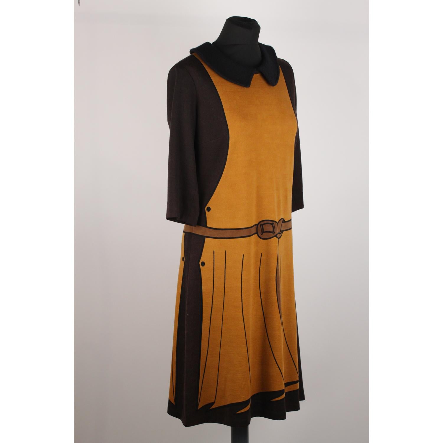 Women's Roberta Di Camerino Vintage Trompe l'Oeil 3/4 Sleeve Dress Size 48