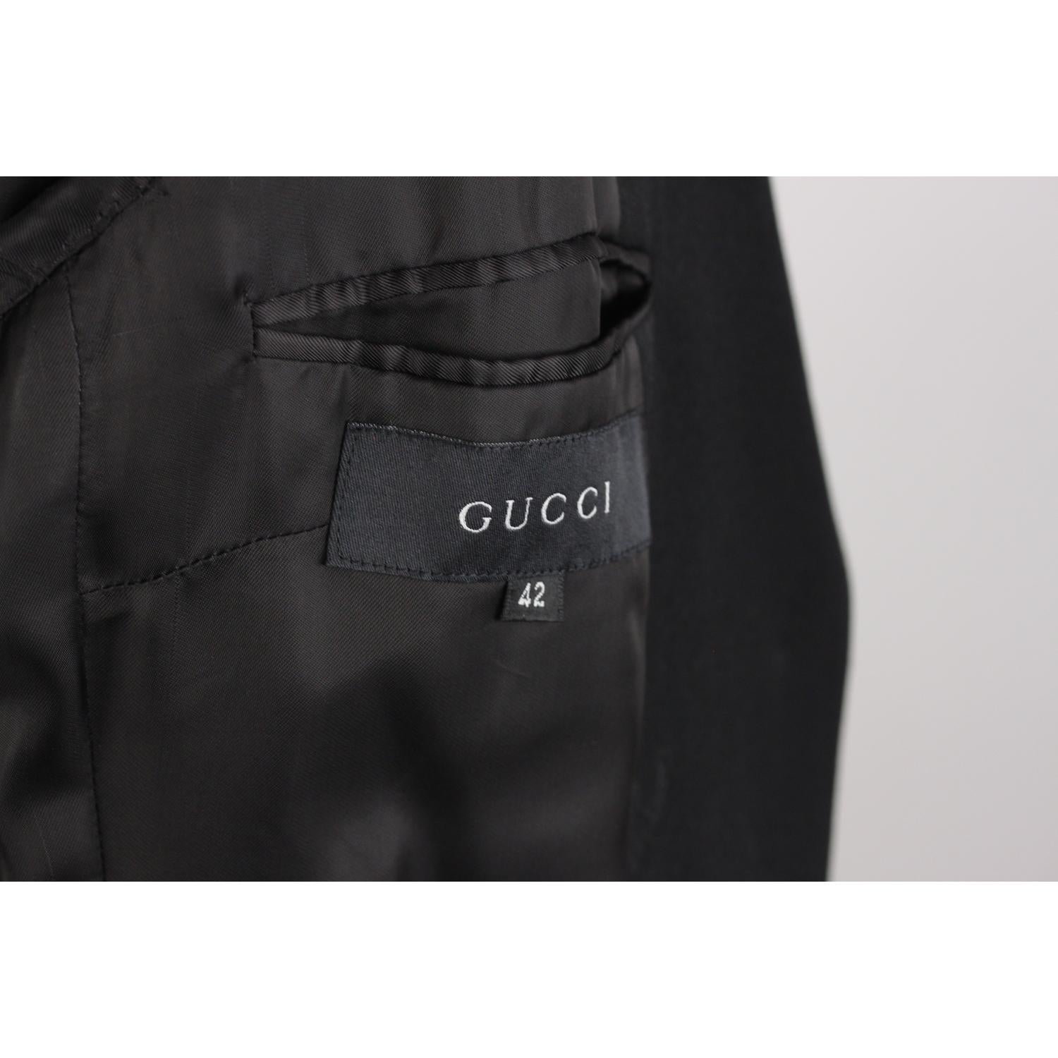 Gucci Black Wool Blazer with Leather Belt Tom Ford Era Size 42 3