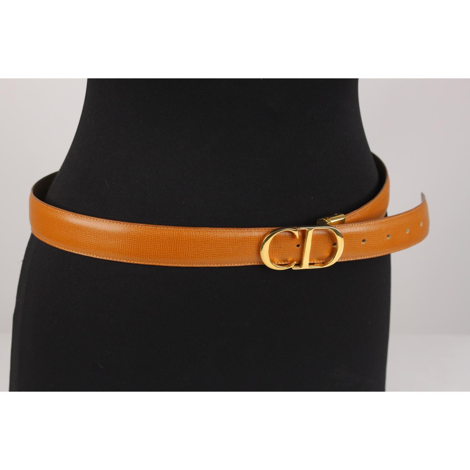 Women's or Men's Christian Dior Tan Leather Reversible Belt Logo Buckle Size 85/34