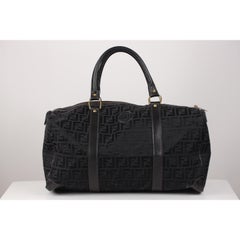 Fendi Vintage Black Monogram Canvas Duffle Weekend Bag