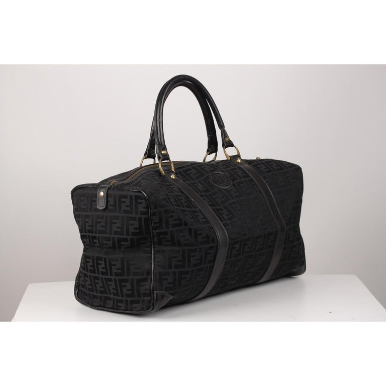 Fendi Vintage Black Monogram Canvas Duffle Weekend Bag at 1stDibs ...