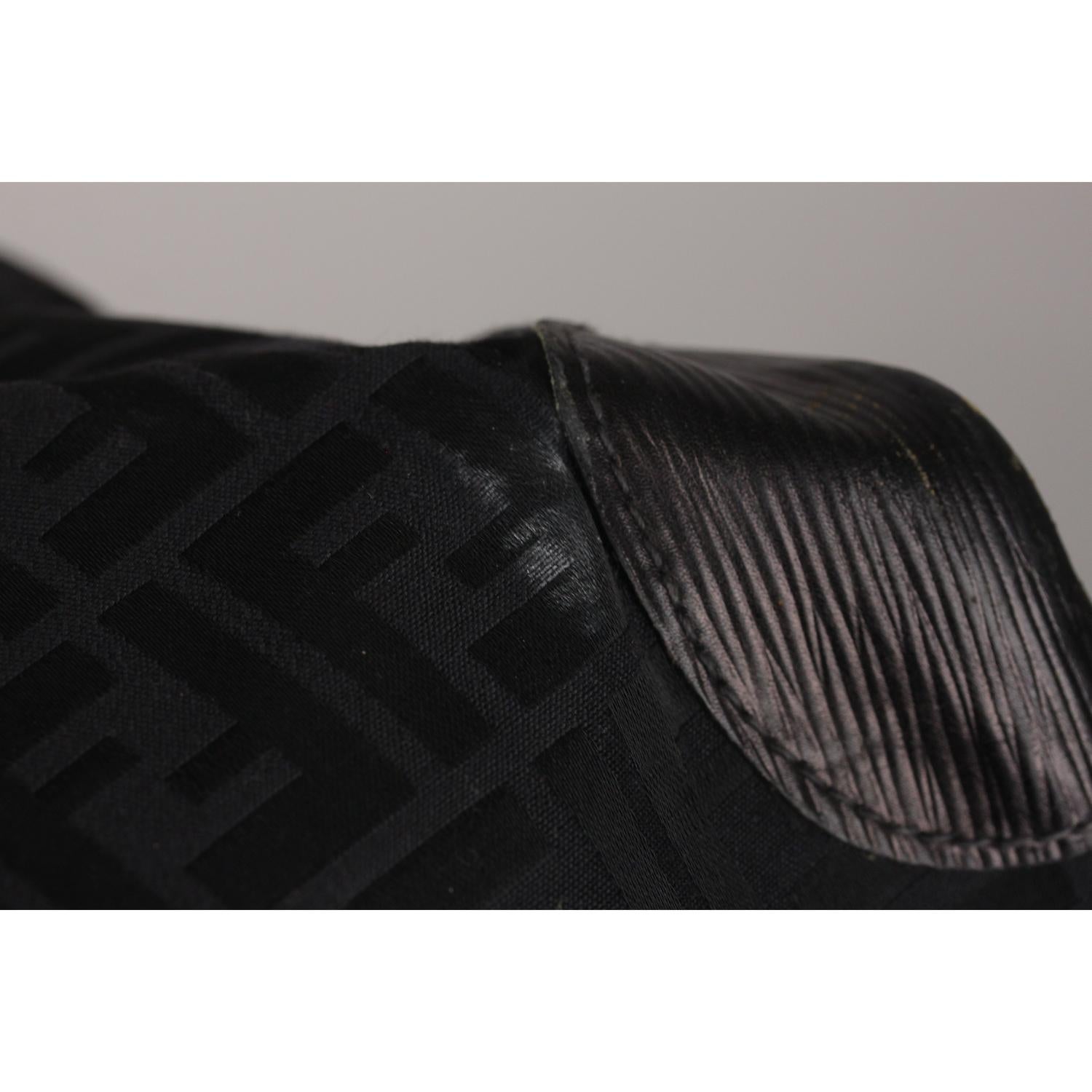 Women's or Men's Fendi Vintage Black Monogram Canvas Duffle Weekend Bag