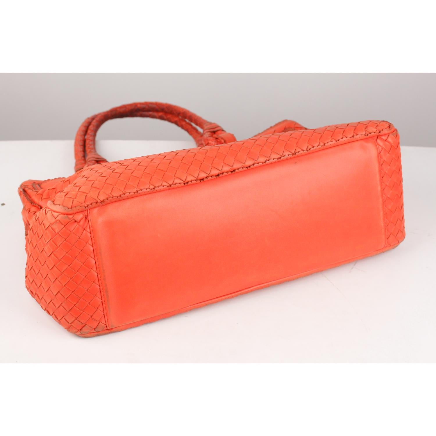 Women's Bottega Veneta Coral Intrecciato Woven Leather Bag Scalloped Trim