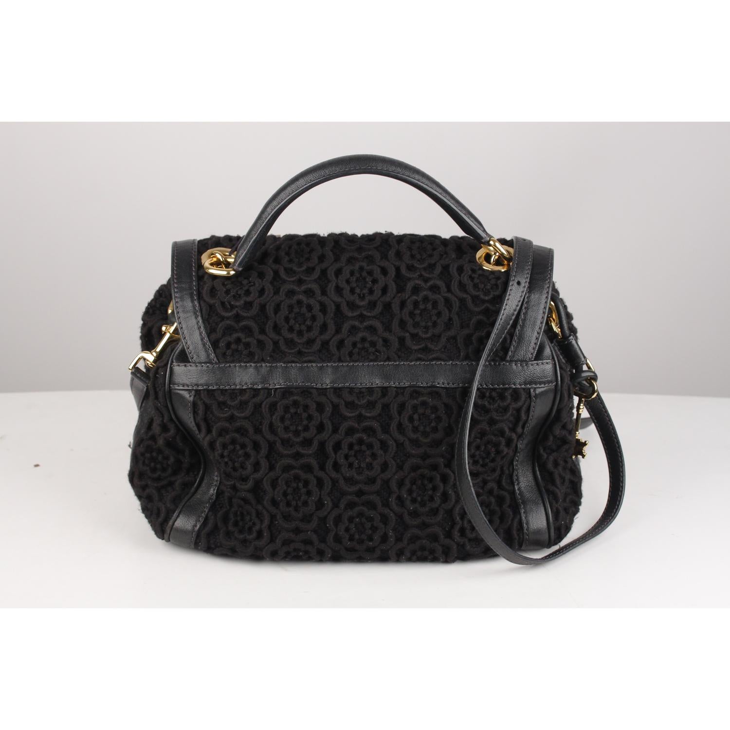 Women's Dolce & Gabbana Black Crochet Miss Bonita Satchel Handbag