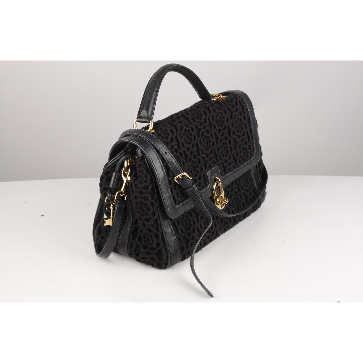 Dolce & Gabbana Black Crochet Miss Bonita Satchel Handbag In Good Condition In Rome, Rome