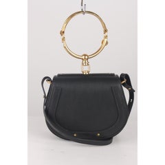 Chloe Black Leather Suede Nile Bracelet Bag with Shoulder Strap