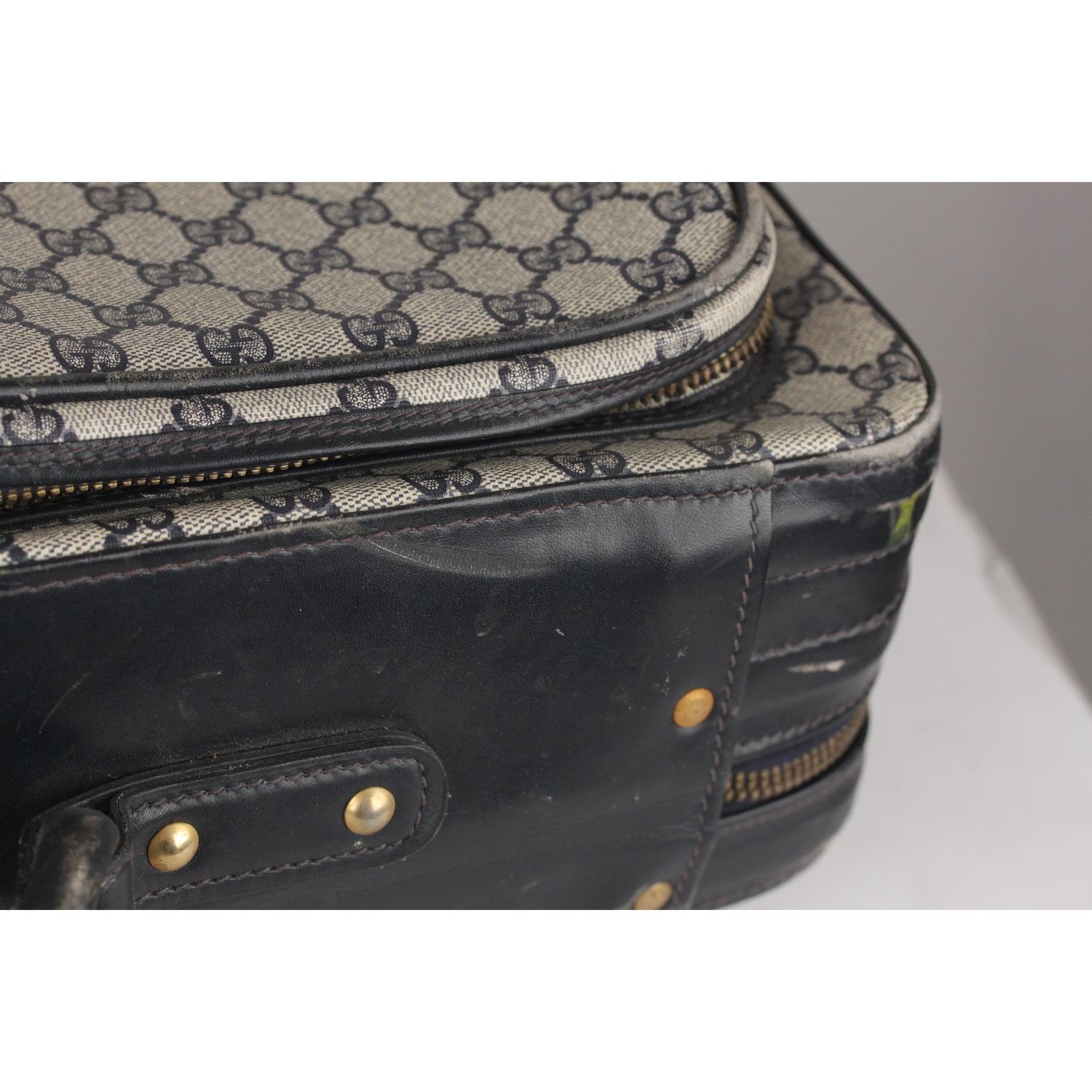 Gucci Vintage Blue GG Monogram Canvas Suitcase Travel Bag 3