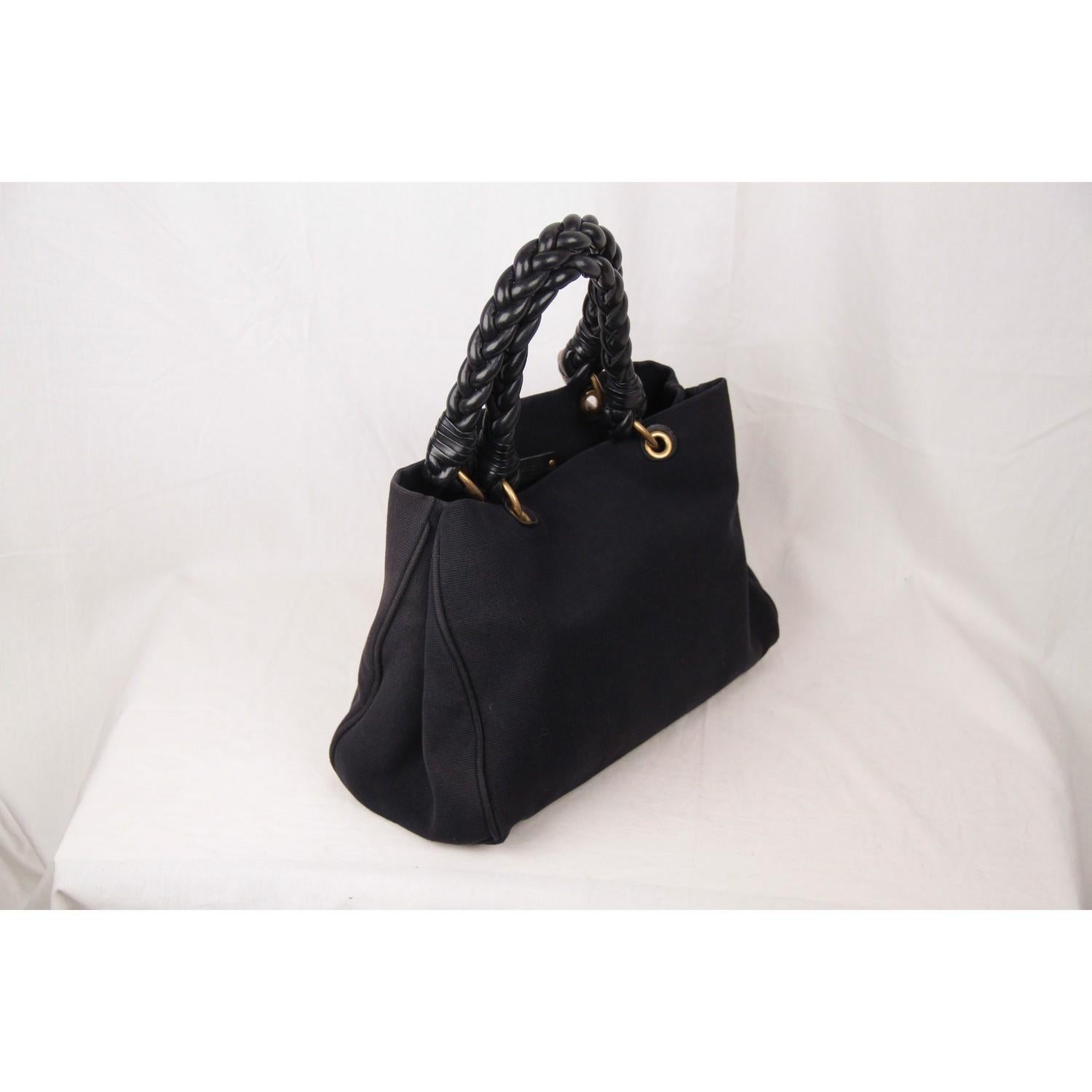 Women's Bottega Veneta Black Canvas Sardegna Tote 2009 Cruise Collection