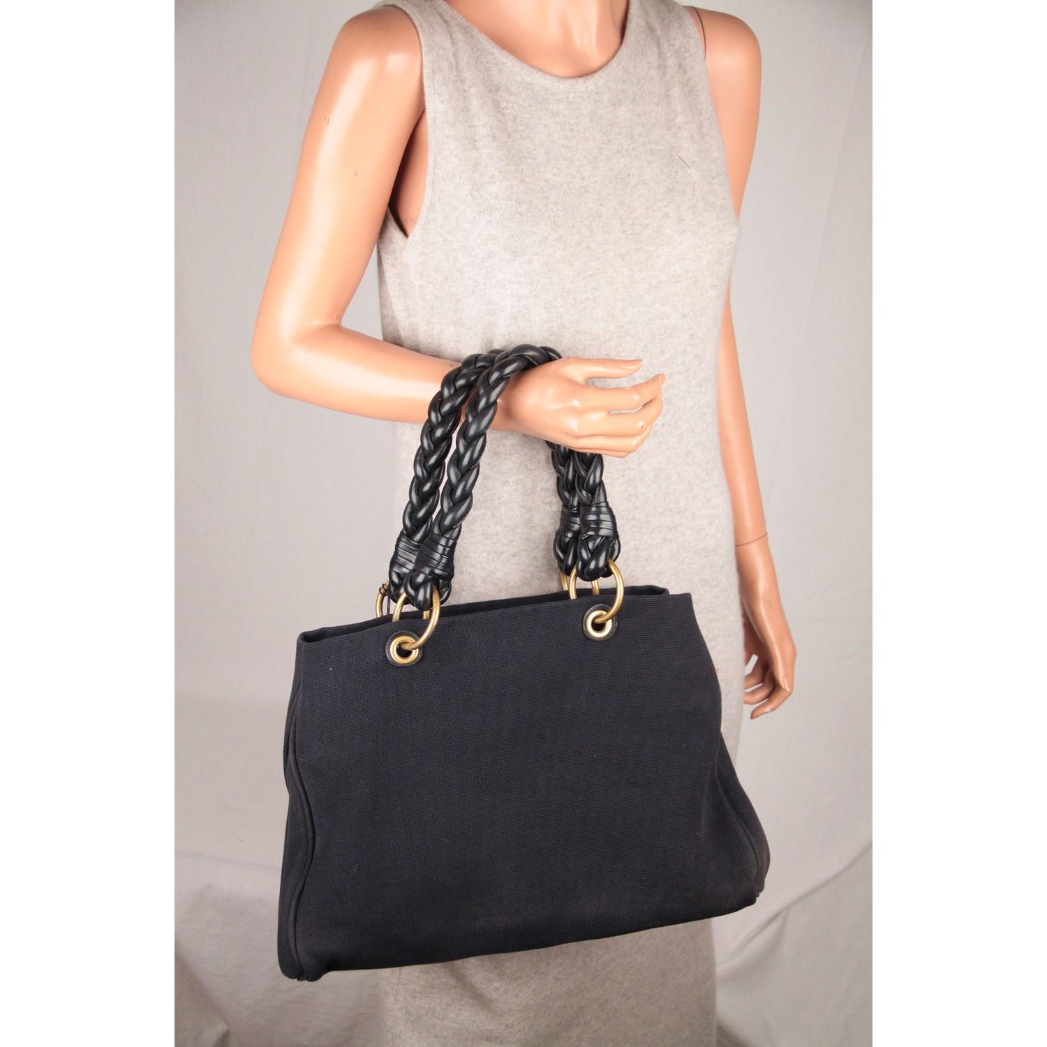 Bottega Veneta Black Canvas Sardegna Tote 2009 Cruise Collection 3