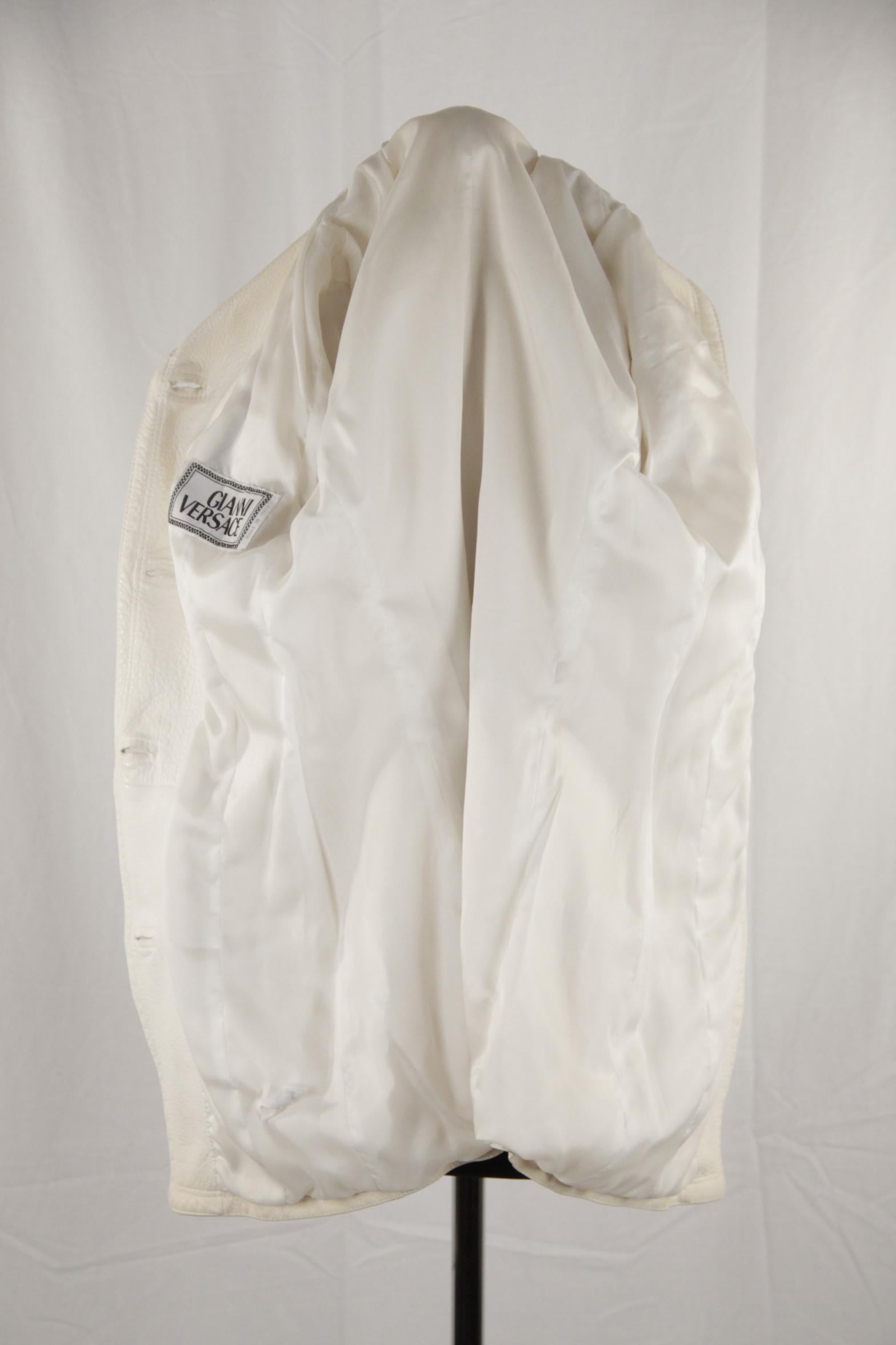 Gianni Versace Vintage White Leather Jacket with Medusa Details 1