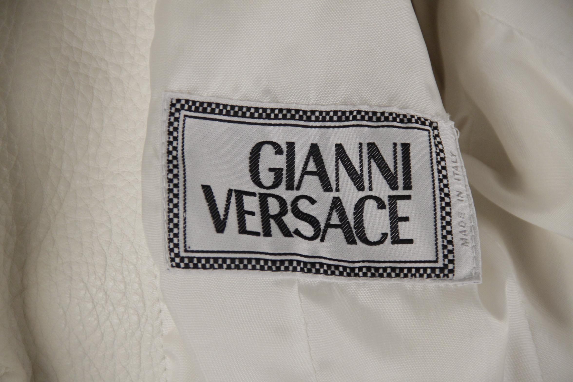 Gianni Versace Vintage White Leather Jacket with Medusa Details 2
