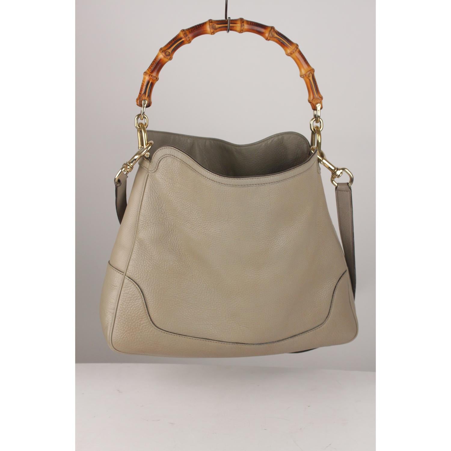 Brown Gucci Taupe Leather Diana Hobo Bag Tote Bamboo Handle
