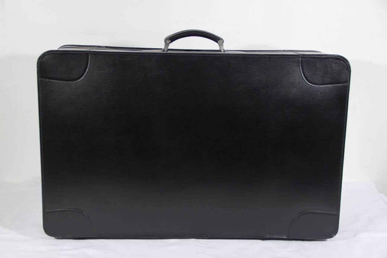 VALEXTRA Black Leather COSTA 75 SUITCASE Luggage w/ Protective Cover In Excellent Condition In Rome, Rome