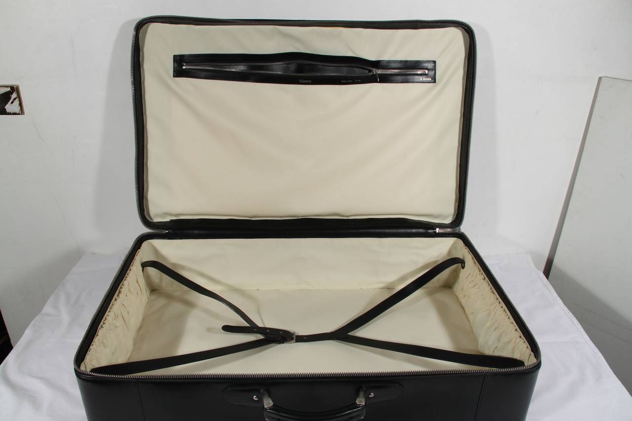 VALEXTRA Black Leather COSTA 75 SUITCASE Luggage w/ Protective Cover 1