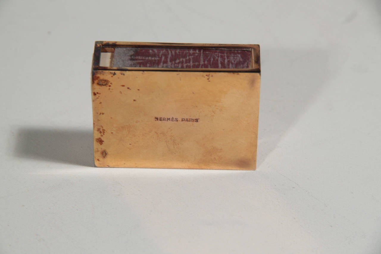 HERMES Cigar case Ashtray case Cigarette case Leather Brown