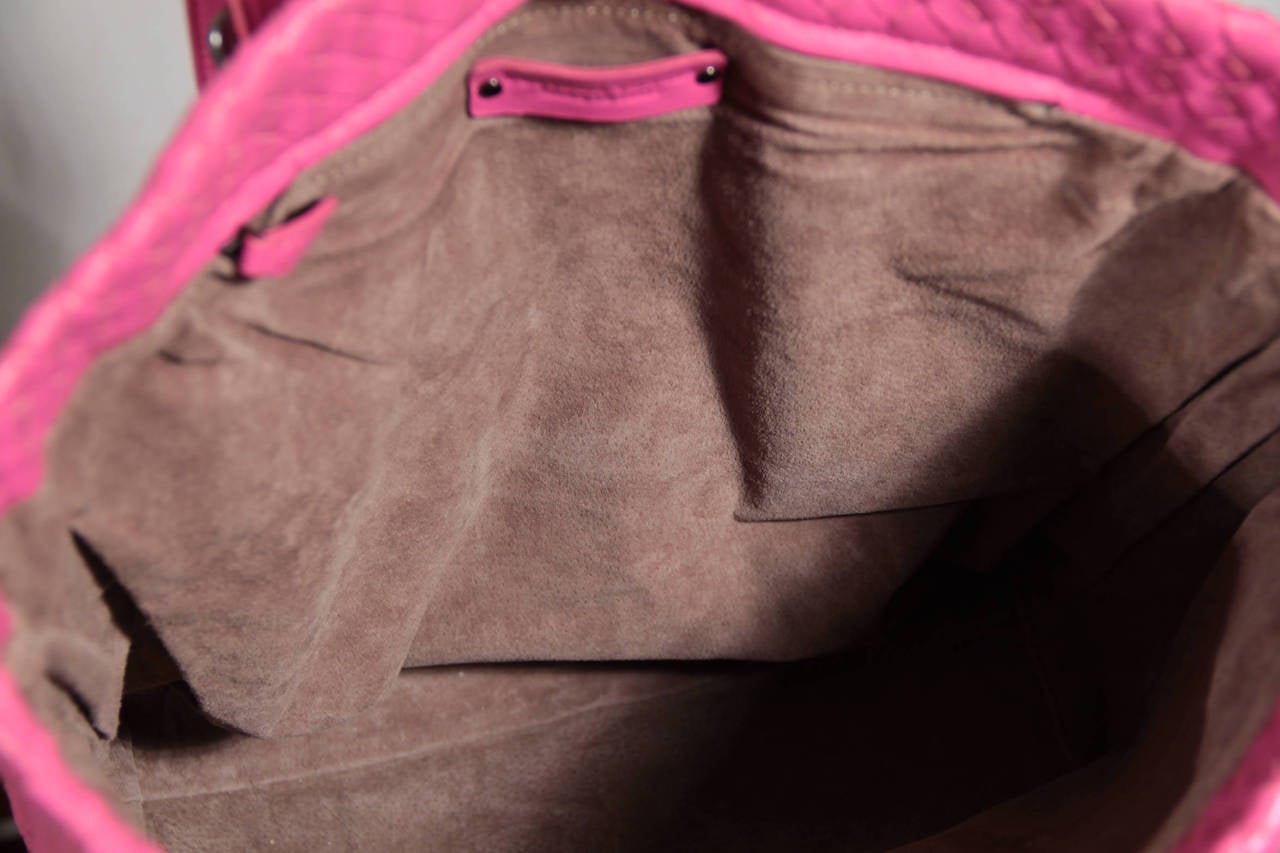 BOTTEGA VENETA Italian Pink INTRECCIATO Woven Leather TOTE Shopping Bag RARE 3